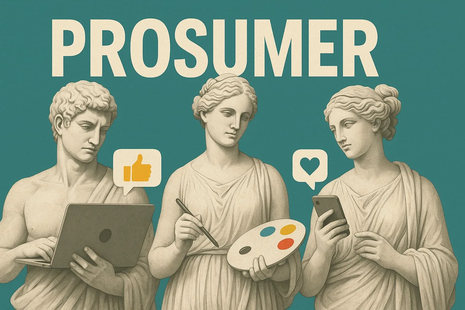 Prosumer - ilustración de tres tipos de prosumidor creando contenido digital