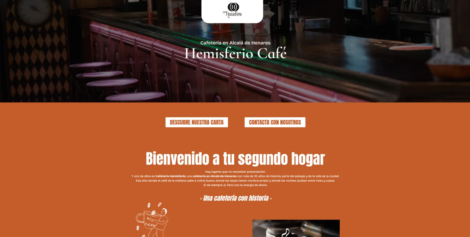 Diseño web en Alcalá de Henares - web para Hemisferio Café