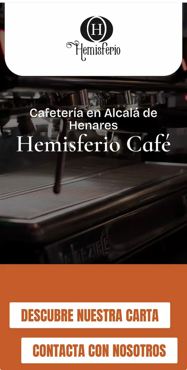 Esta es la home versión móvil de la cafetería Hemisferio. Como puedes observar, tiene los accesos a la carta y al contacto muy fáciles de llegar