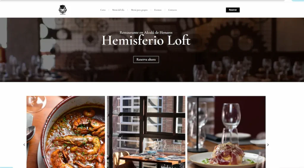 Este es el diseño web para restaurante que hicimos para Hemisferio Loft
